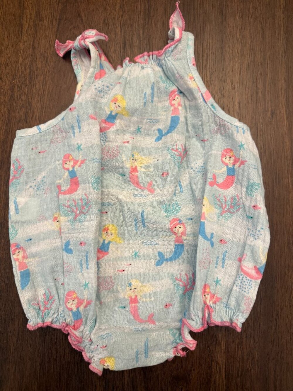 NWT Mud Pie Baby Girl Mermaid Print Bubble Romper 6-9M